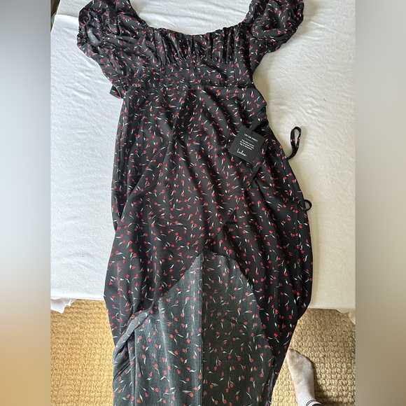 NWT Lulus Puff Sleeve Midi Dress - Picture 4 of 6